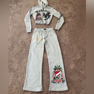 Ed Hardy 2 piece sweatsuit set